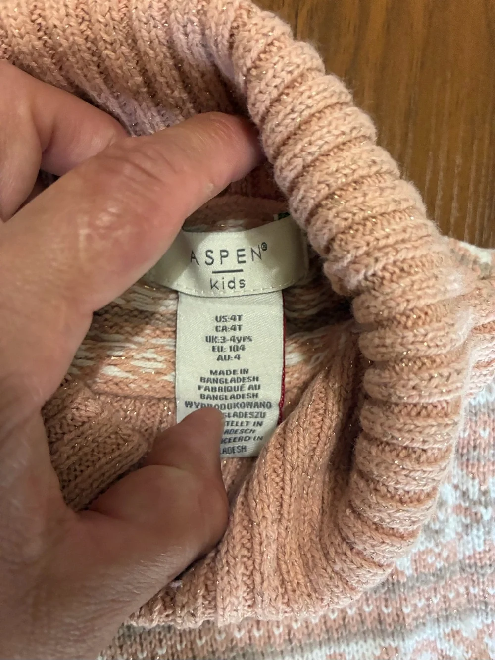 Girls' Pink Fair Isle Turtleneck Sweater Coat